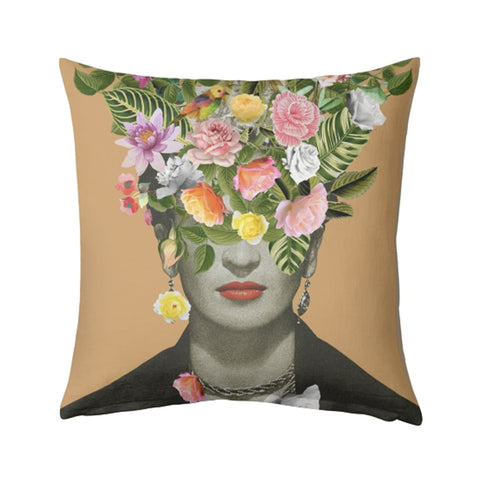 Frida Floral Cushion (Orange)