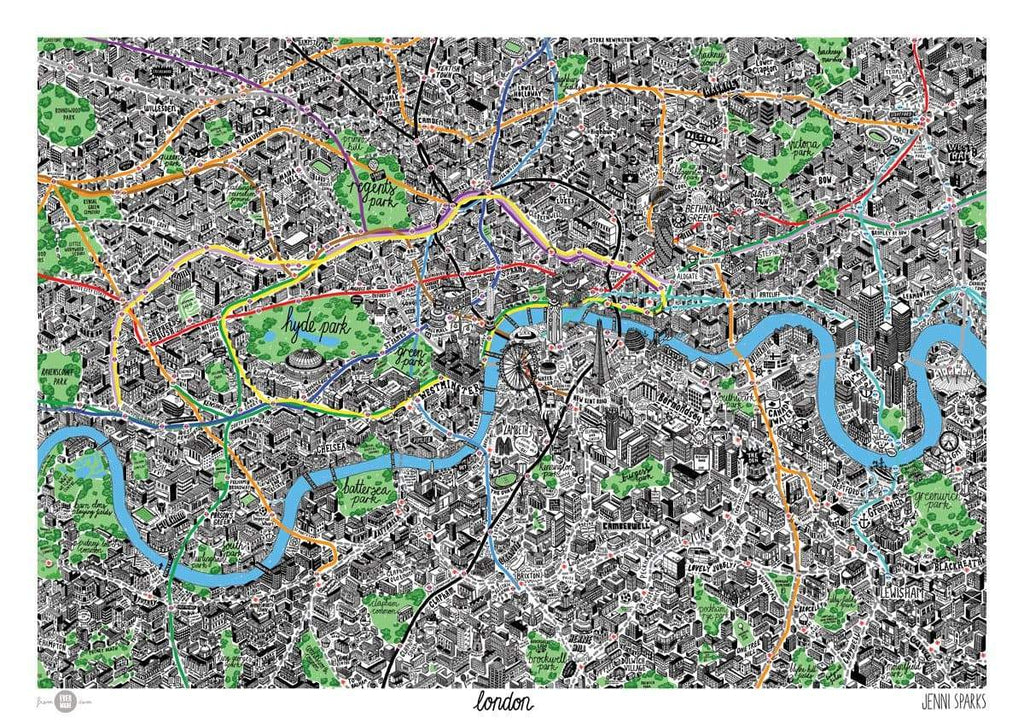 Hand Drawn Map of London Art Map Jenni Sparks for We Built This City 2