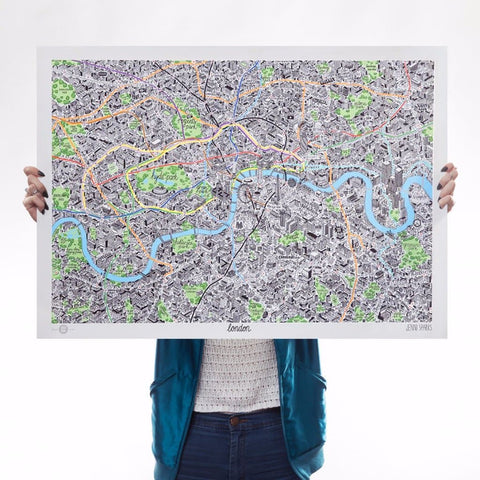 Hand Drawn Map of London Art Map Jenni Sparks for We Built This City 1