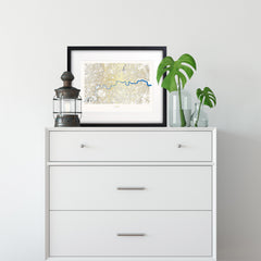 London Map Gold Streets Blue River