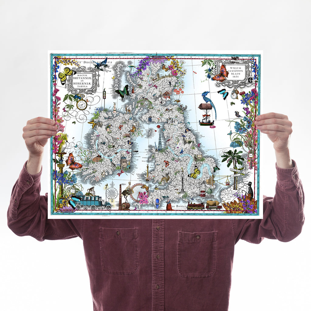 detail map britain british isles uk gift illustrated nature history