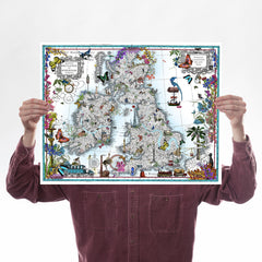 detail map britain british isles uk gift illustrated nature history