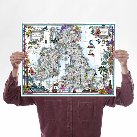 detail map britain british isles uk gift illustrated nature history