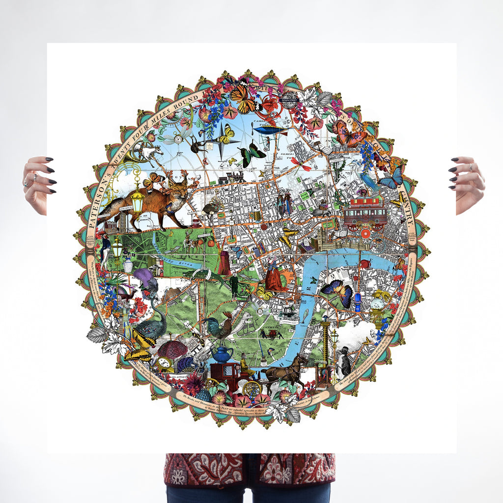 fox west london circular map gift thames illustrated animals