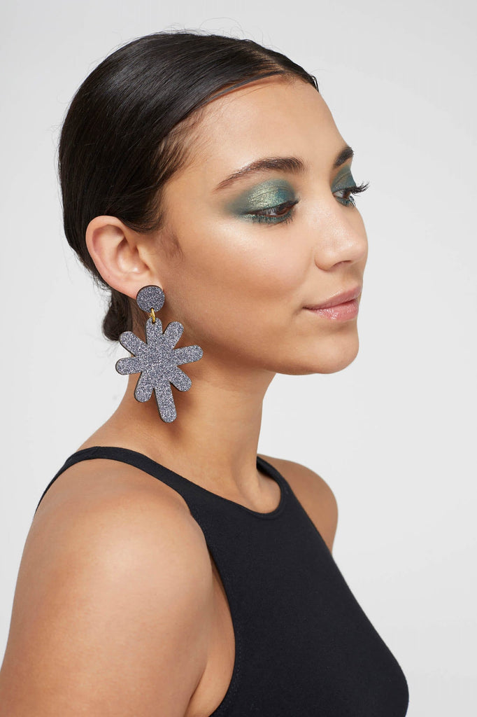 Magic Stardust Giant Drop Stud Earrings - Grey Jewellery - Earrings Kam Creates for We Built This City 2