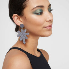 Magic Stardust Giant Drop Stud Earrings - Grey Jewellery - Earrings Kam Creates for We Built This City 2