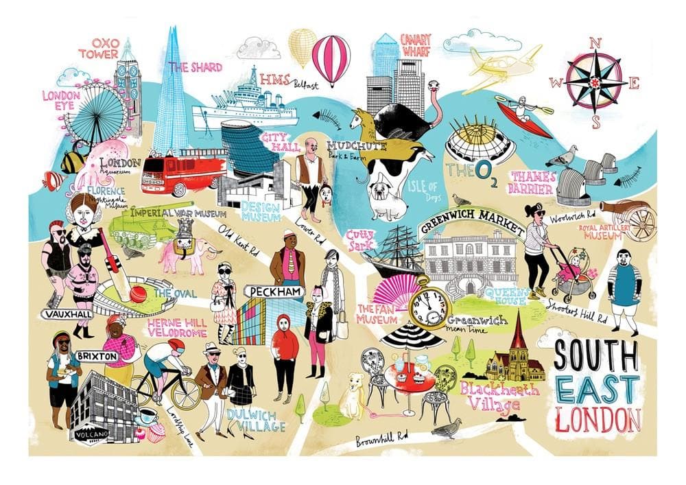 South East London Map Art Map Running For Crayons for We Built This City 2