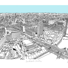 Southbank Light Blue A3 Art Map Will Clarke for We Built This City 4