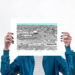 Olympic Park Light Blue A3 Art Map Will Clarke for We Built This City 1