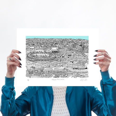 Olympic Park Light Blue A3 Art Map Will Clarke for We Built This City 1