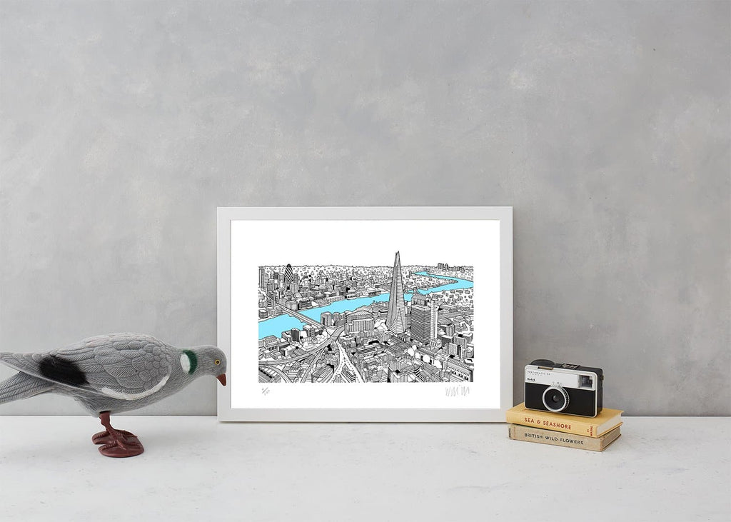 The Shard Light Blue A3 Art Map Will Clarke for We Built This City 2