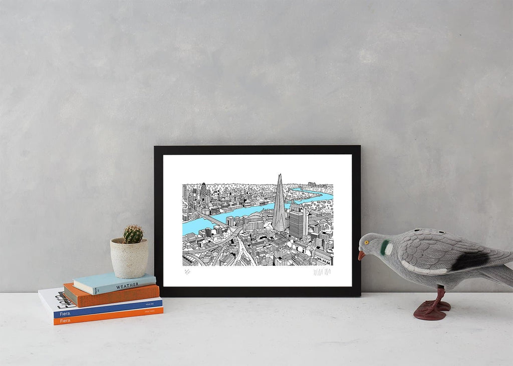 The Shard Light Blue A3 Art Map Will Clarke for We Built This City 3