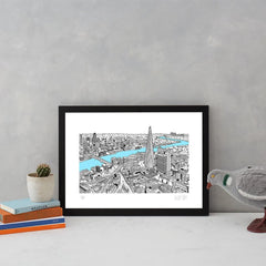 The Shard Light Blue A3 Art Map Will Clarke for We Built This City 3