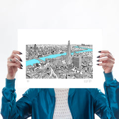 The Shard Light Blue A3 Art Map Will Clarke for We Built This City 1