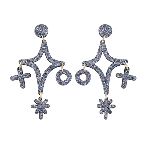 Magic Cluster Drop Stud Earrings - Grey Jewellery - Earrings Kam Creates for We Built This City 1