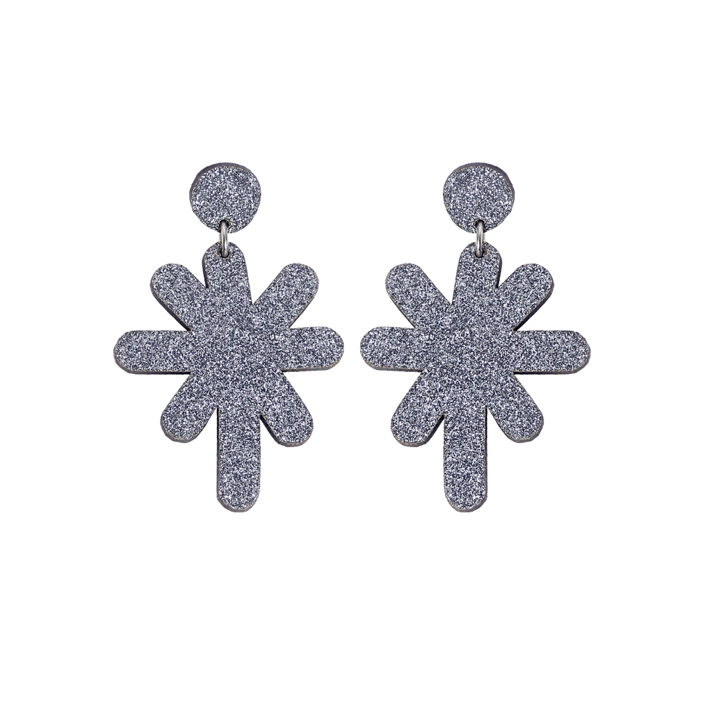 Magic Stardust Giant Drop Stud Earrings - Grey Jewellery - Earrings Kam Creates for We Built This City 1