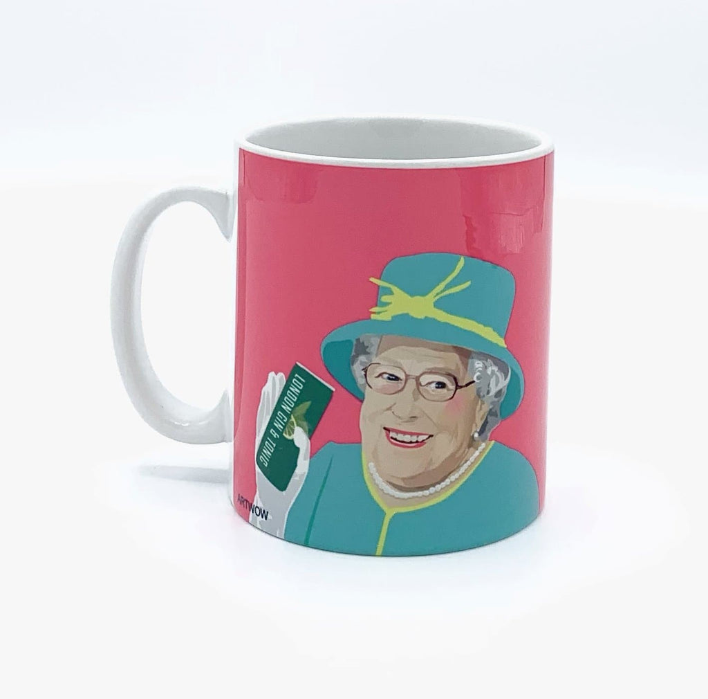 queen elizabeth gin tonic mug pink for We Built This City 2